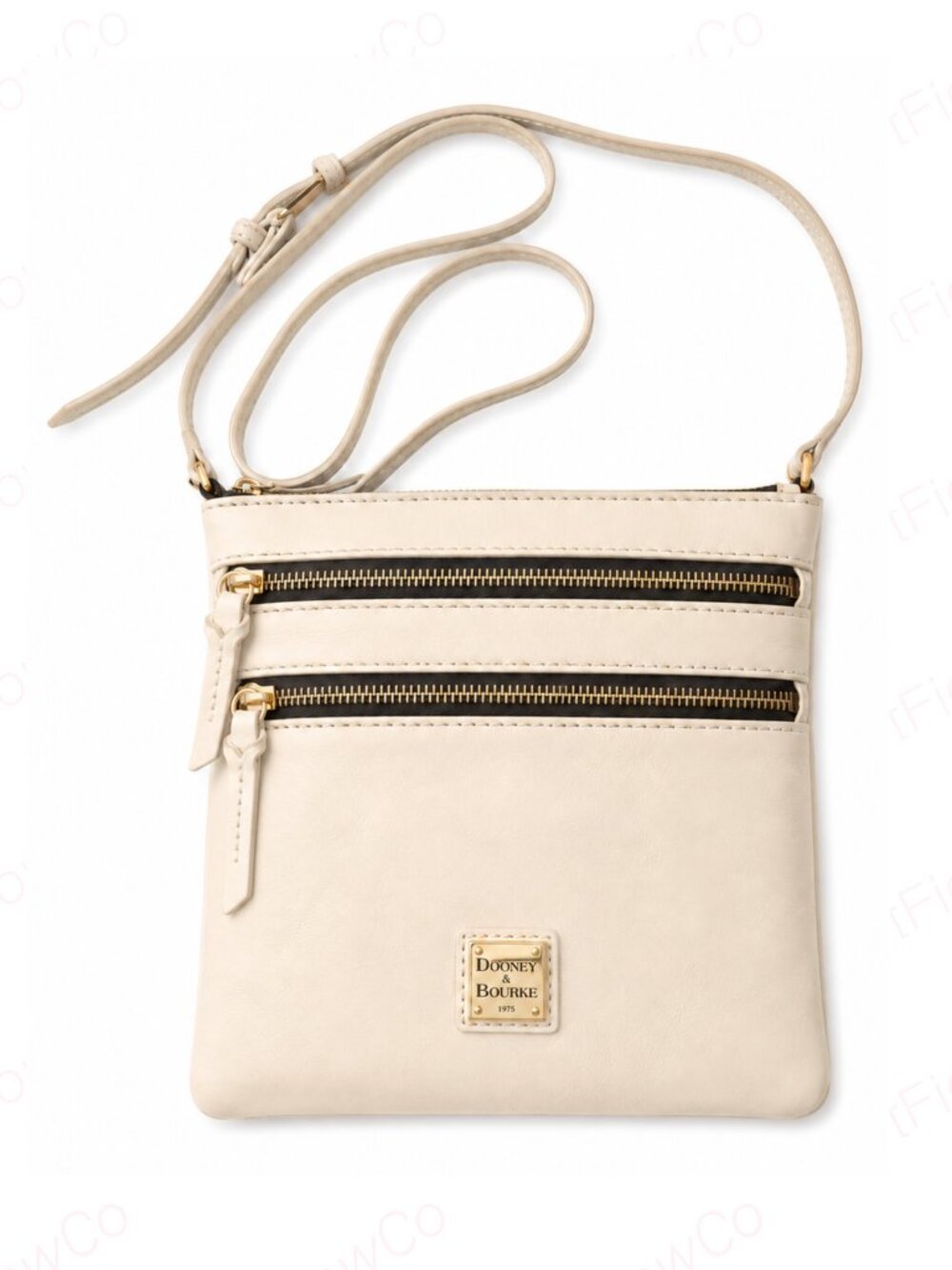 Dooney & Bourke Penrose Triple Zip Crossbody Cream Leather NWT